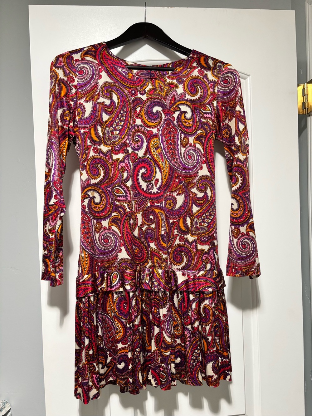 Vibrant Paisley Long Sleeve Tiered Dress